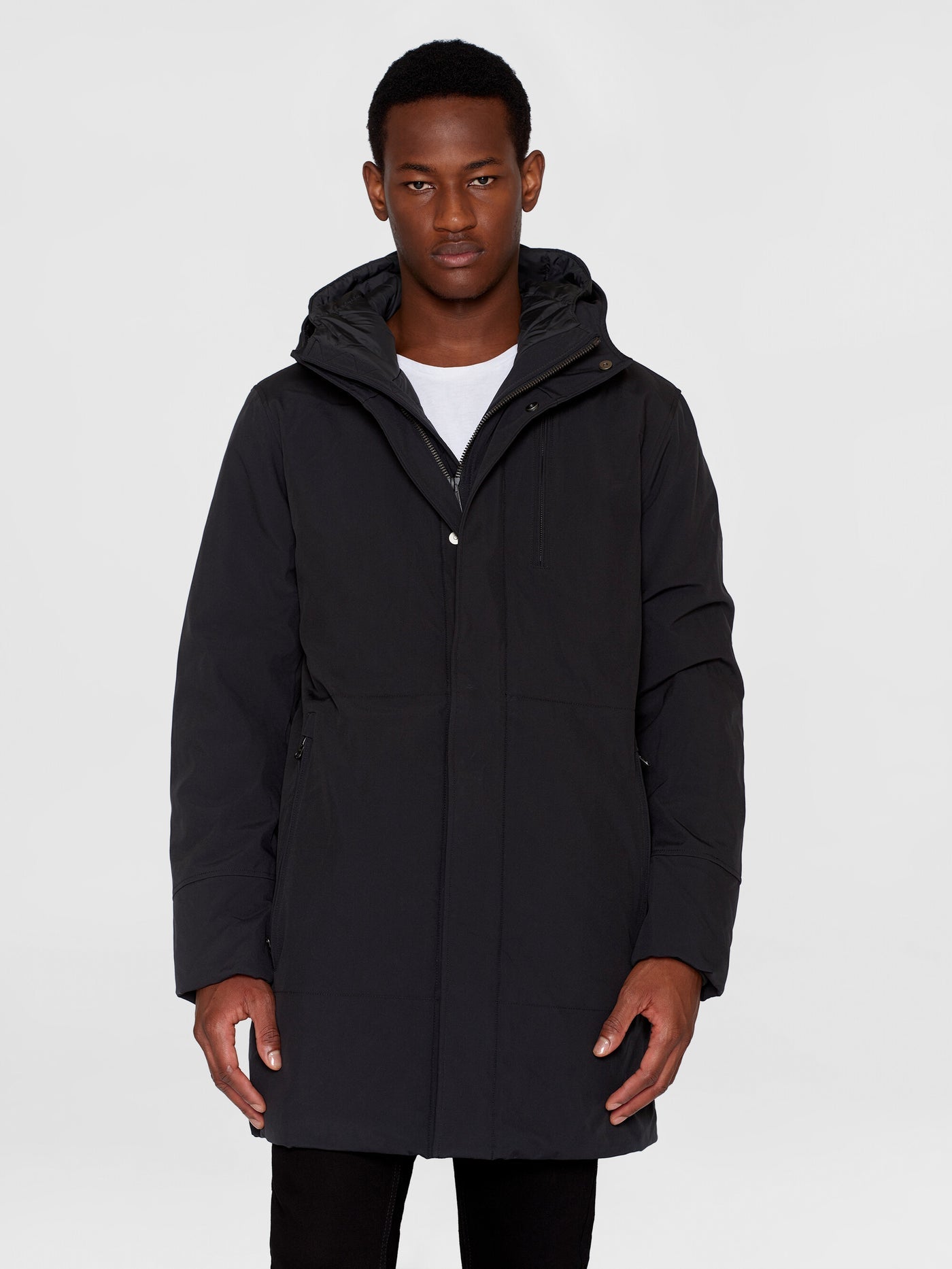 Long soft climate shell jacket black