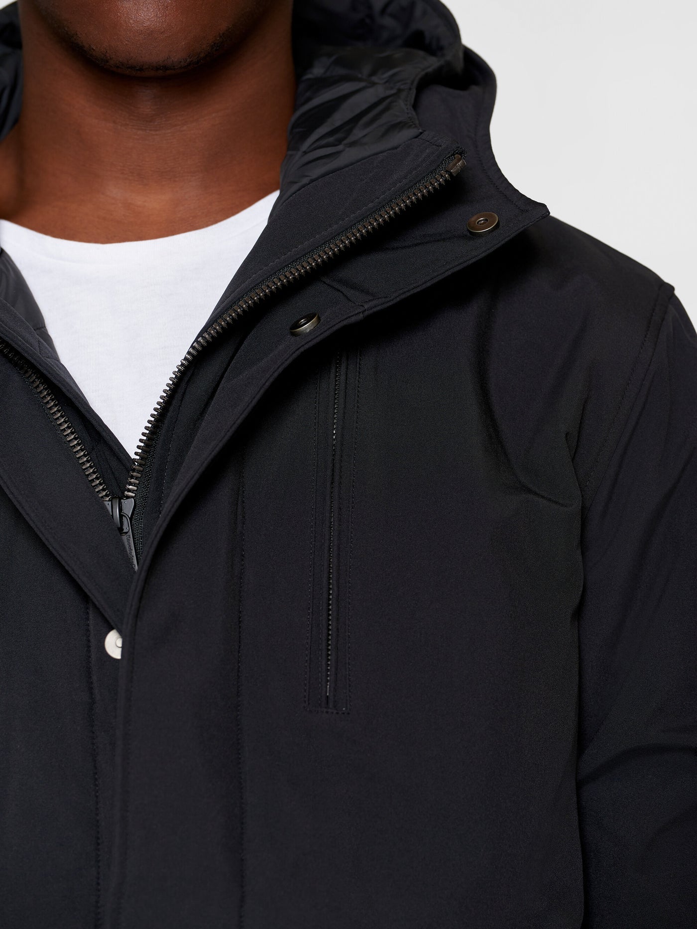 Long soft climate shell jacket black