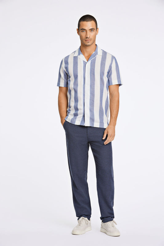 Lindbergh Linneskjorta dk blue