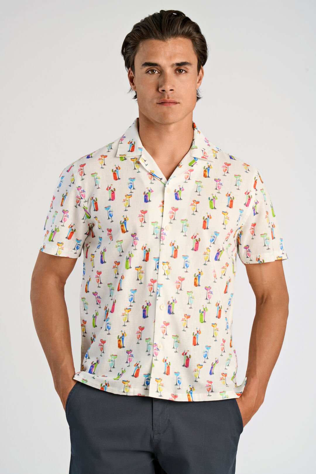 Lindbergh Linneskjorta drink vit