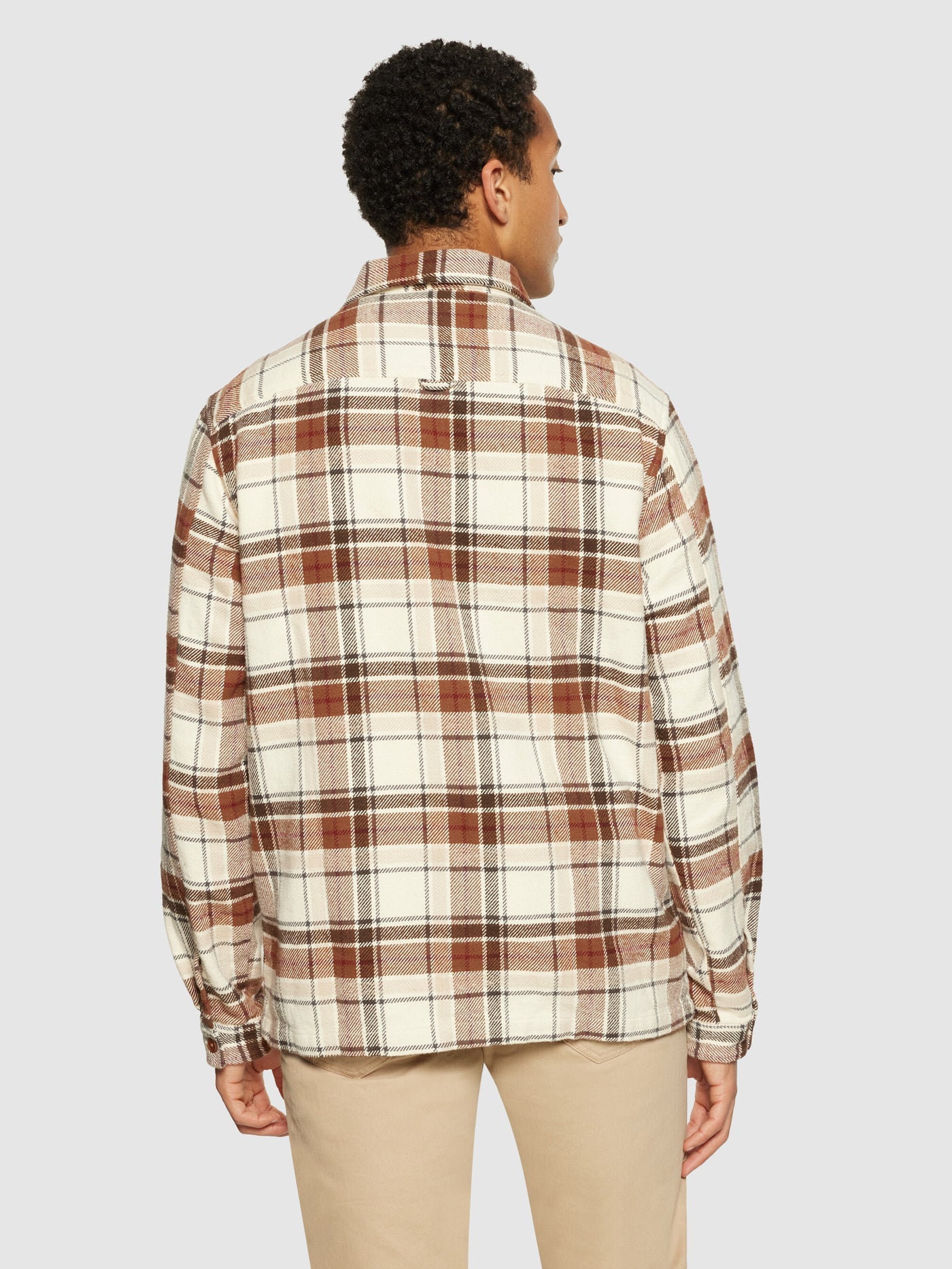 Checked heavy flannel overshirt Beige