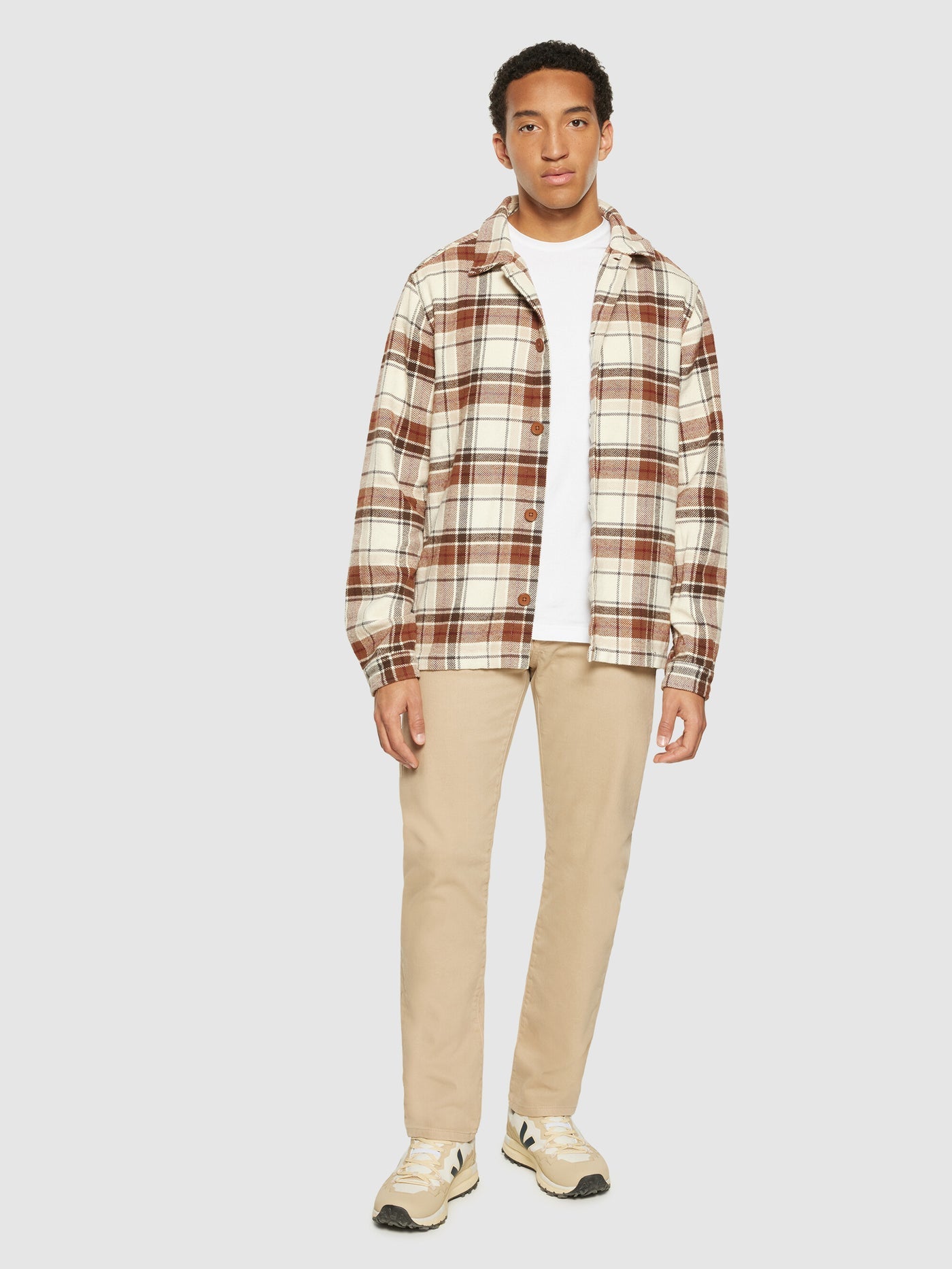 Checked heavy flannel overshirt Beige