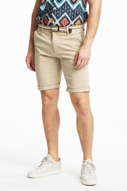 Chino shorts with belt Sand