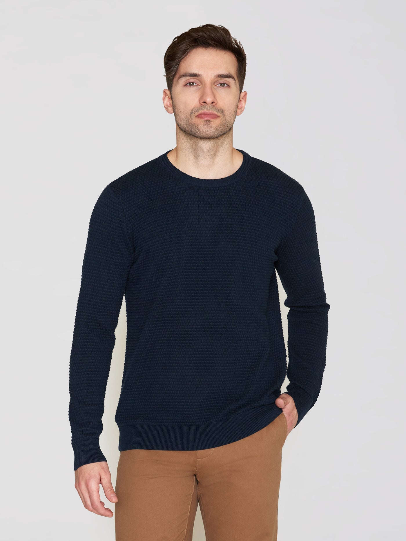 Vagn bubble knit crew neck Navy