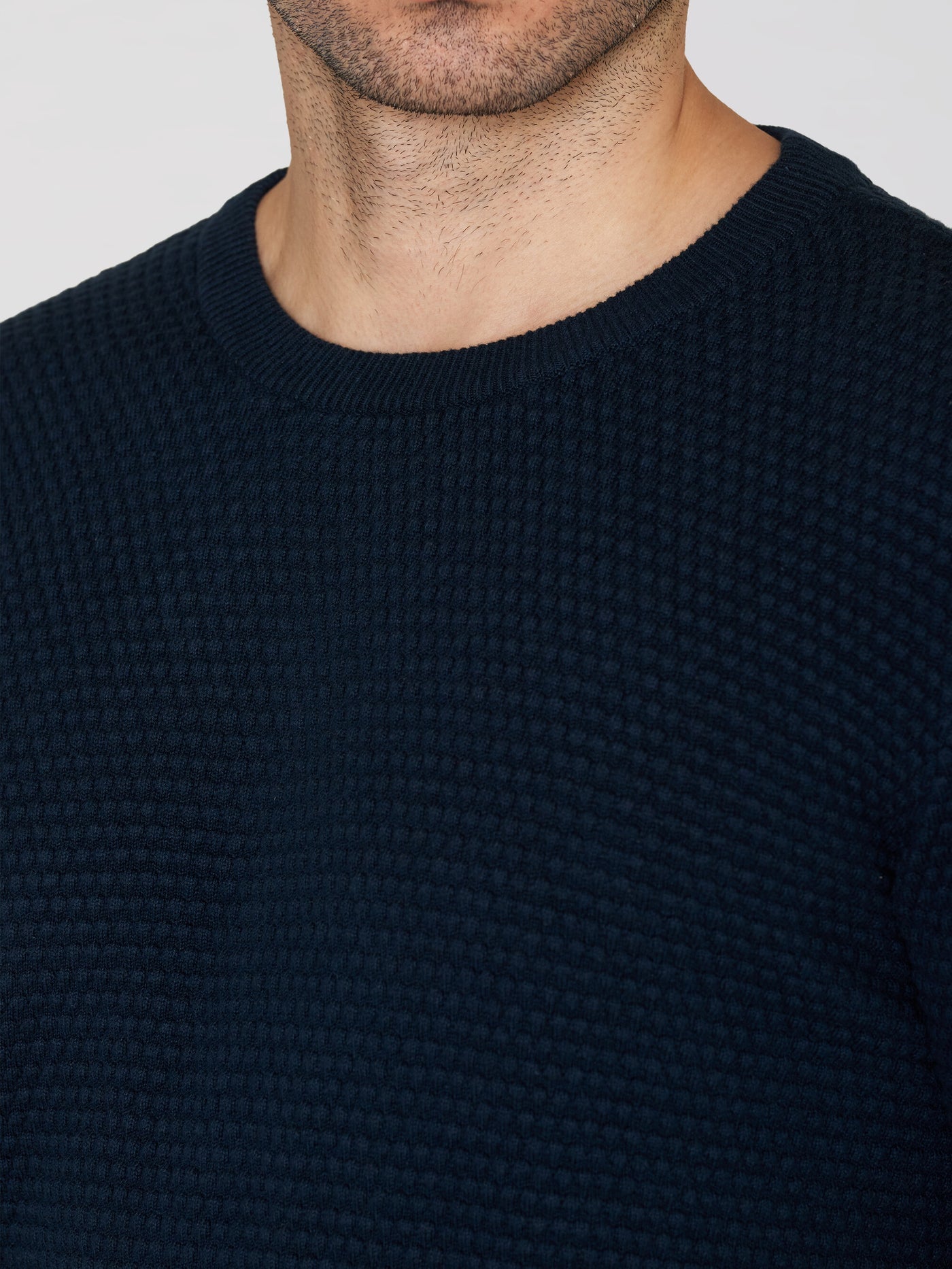 Vagn bubble knit crew neck Navy