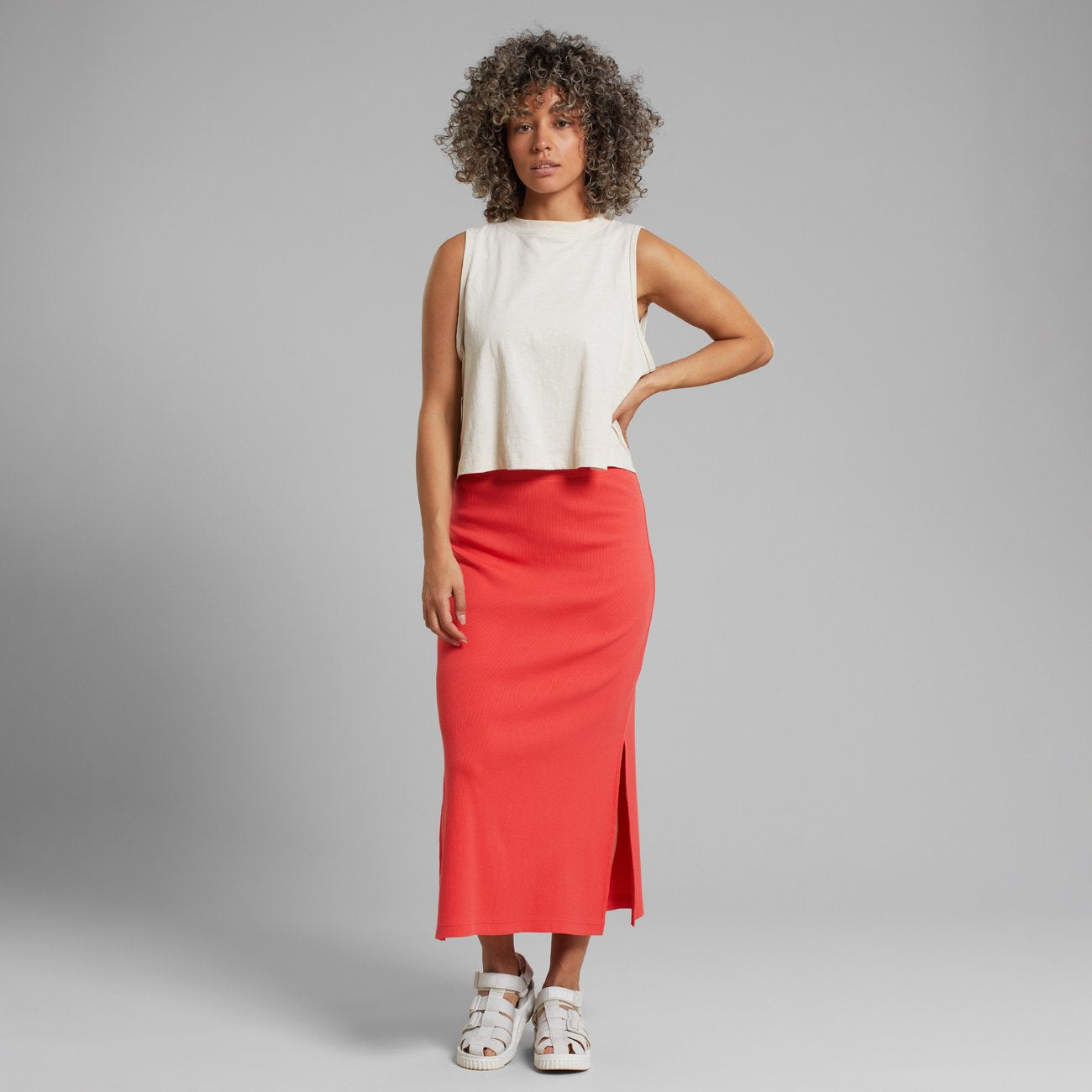 Rib Skirt Kvarnvik Cayenne red