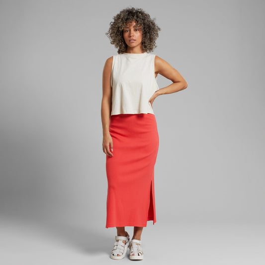 Rib Skirt Kvarnvik Cayenne red