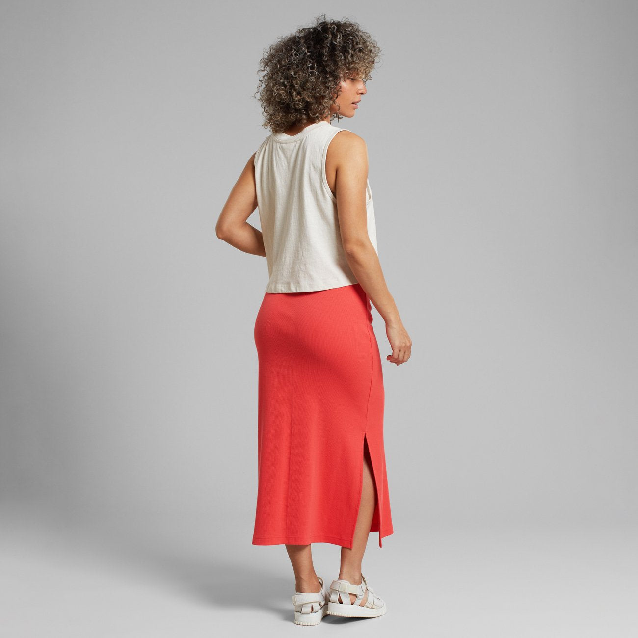 Rib Skirt Kvarnvik Cayenne red