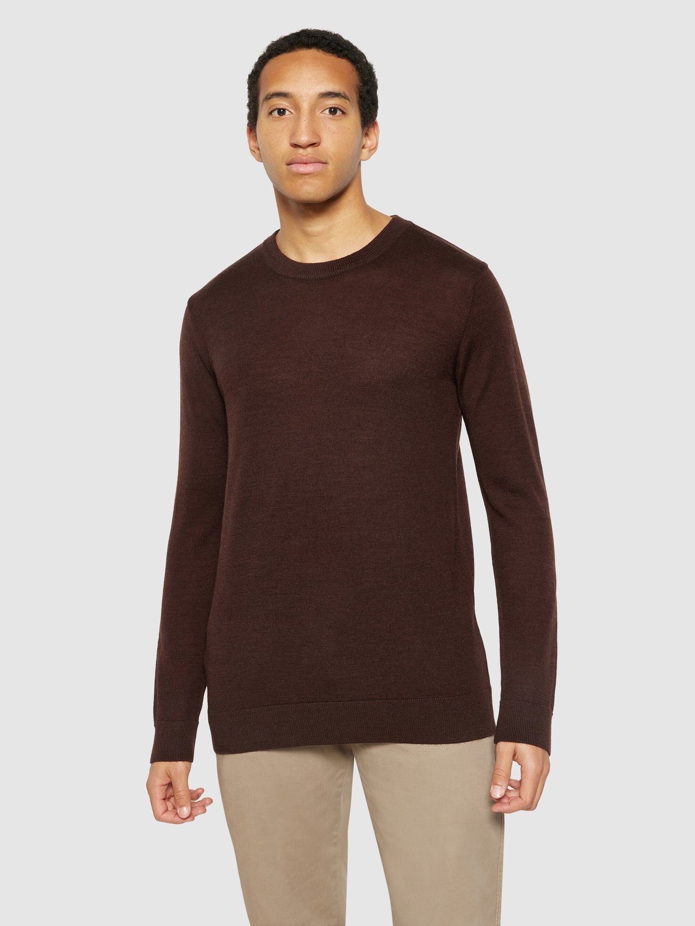 REGULAR MERINO KNIT CREW NECK Brown