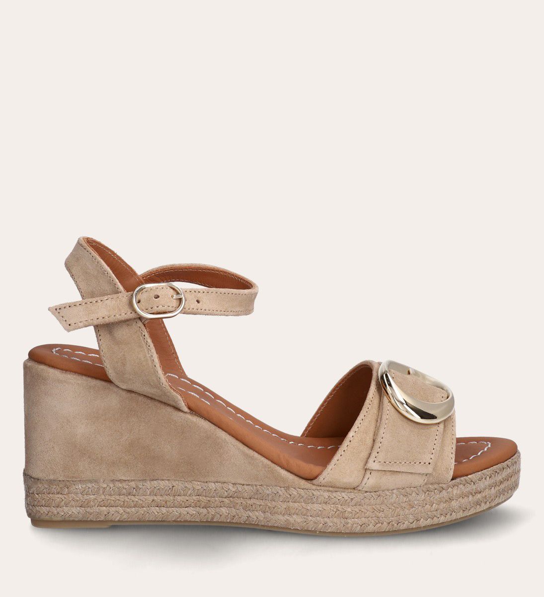 Babysilk suede wedge chameau