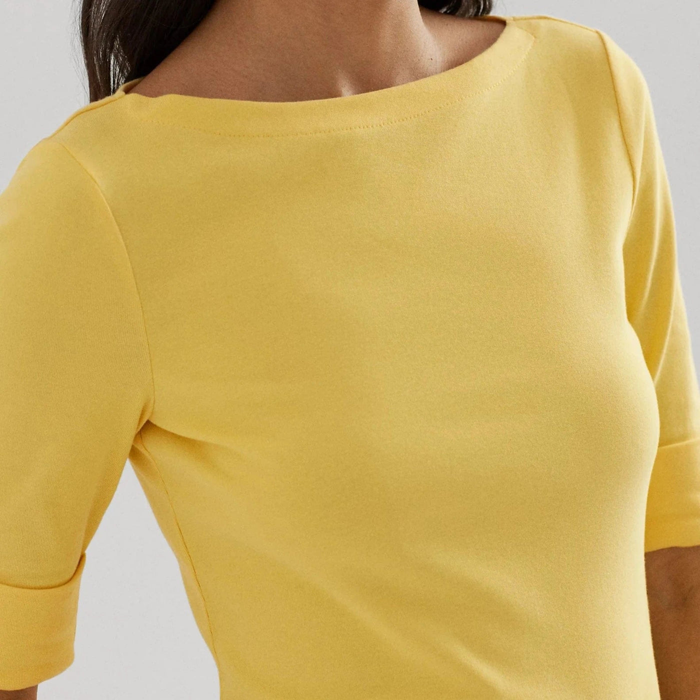 Stretch cotton boatneck tee yellow