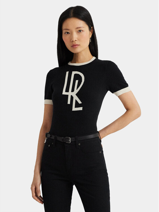 LRL Short sleeve knit black and white