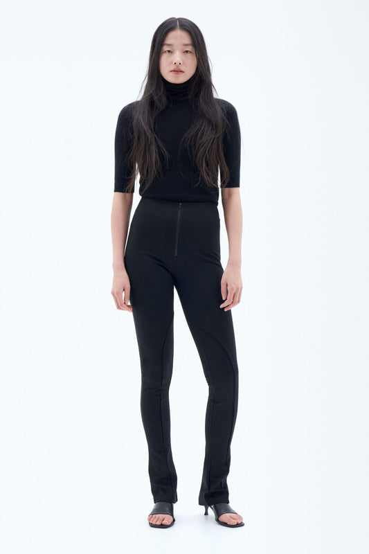 High waist jersey trousers