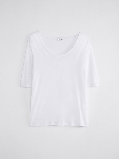 Tencel scoop-neck tee white