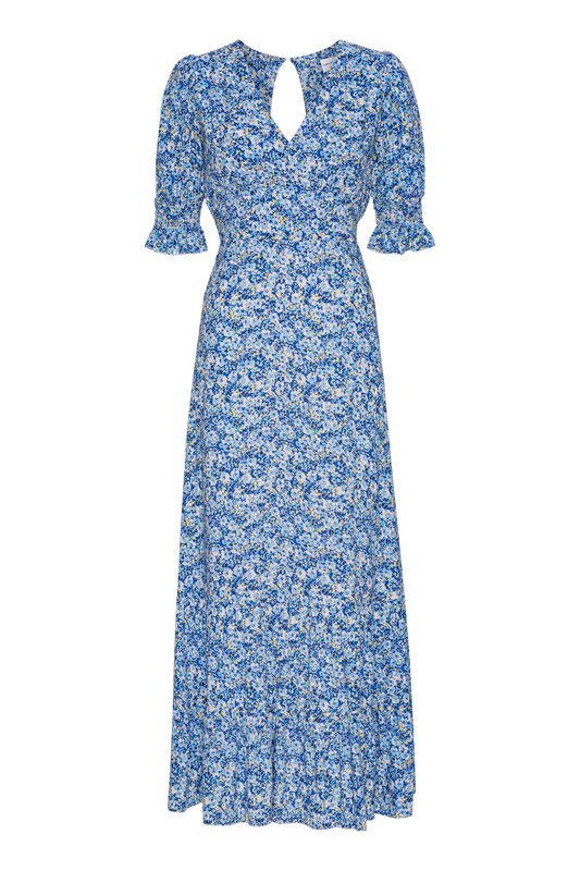 Koko Dress Long Open Back blue flowers