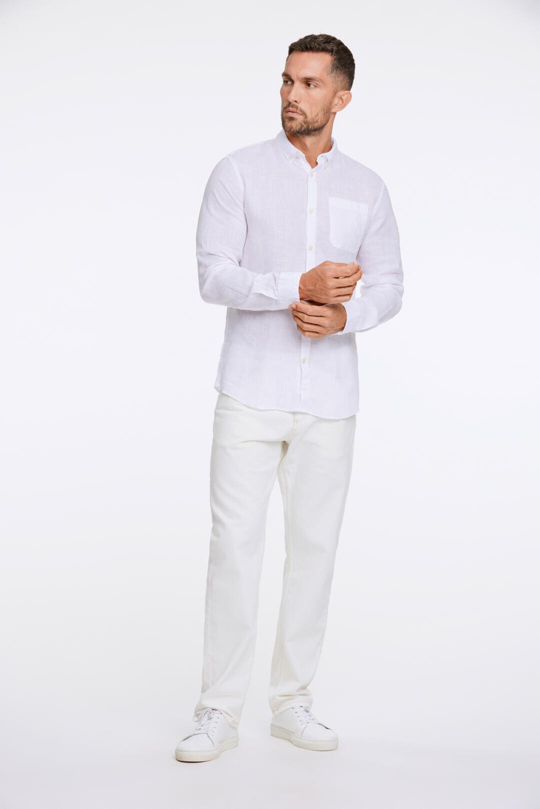 Linneskjorta vit Relaxed Fit