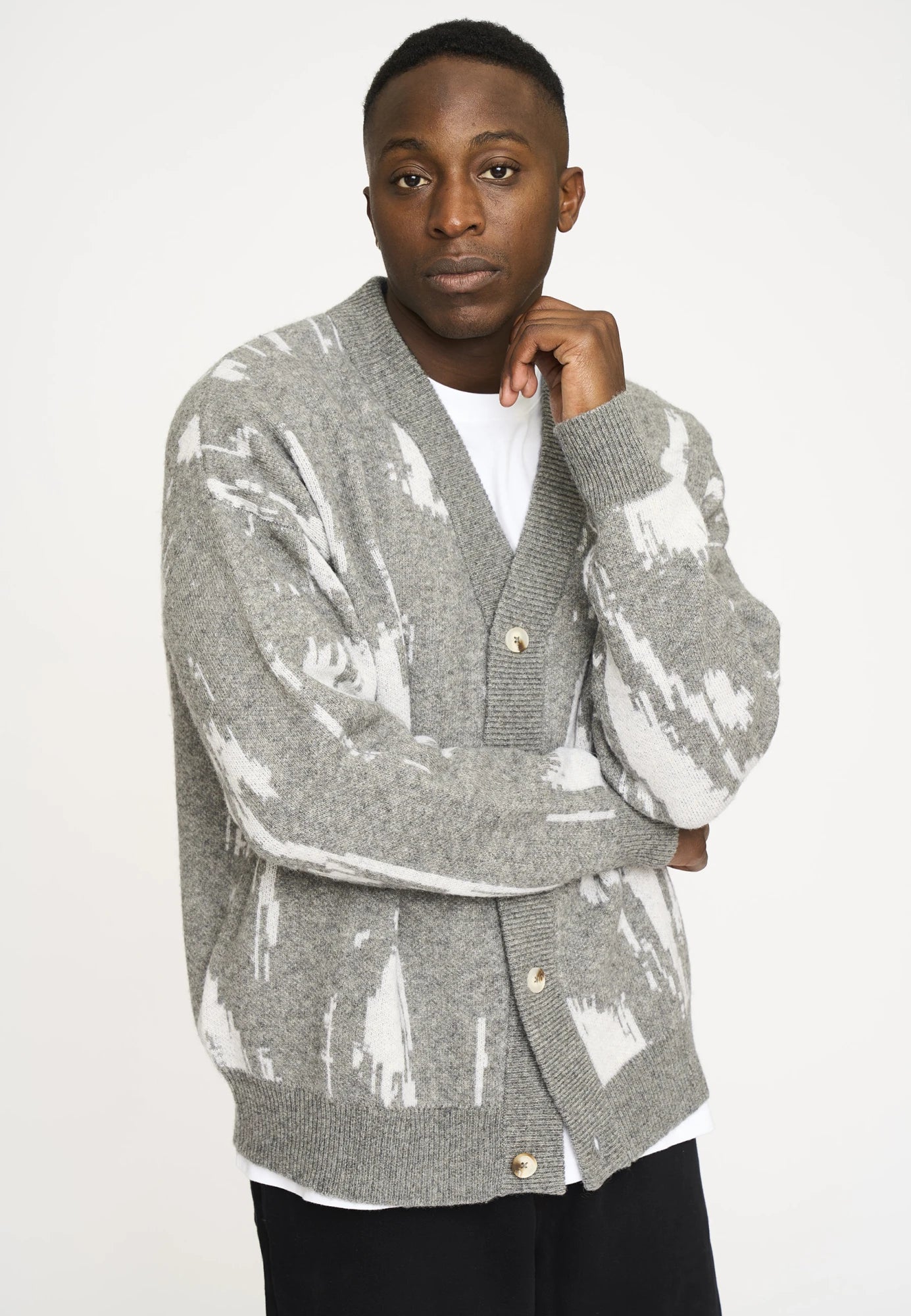 Cardigan "Jack" | Wool | Gray/White