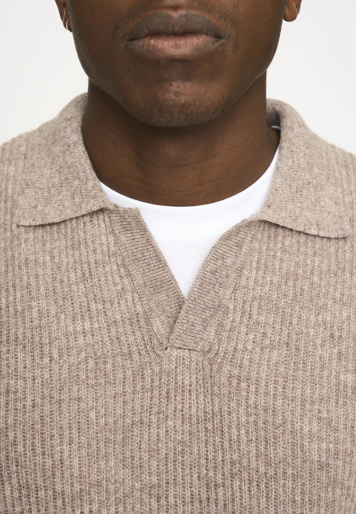 Knit Polo "Kane" | Wool | Sand