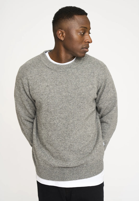 Knitted Pullover 'Lean' | Wool | Gray Melange