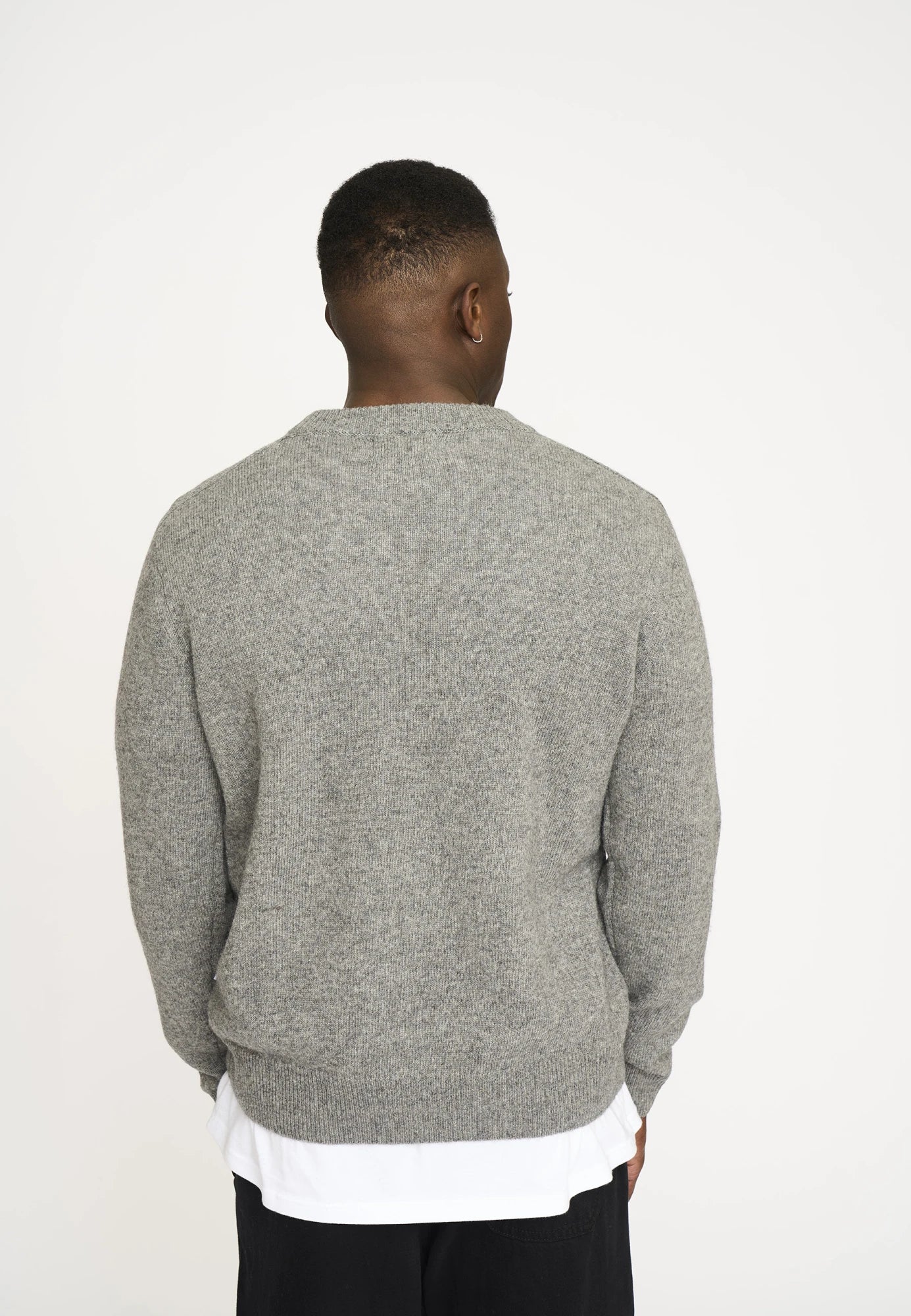 Knitted Pullover 'Lean' | Wool | Gray Melange