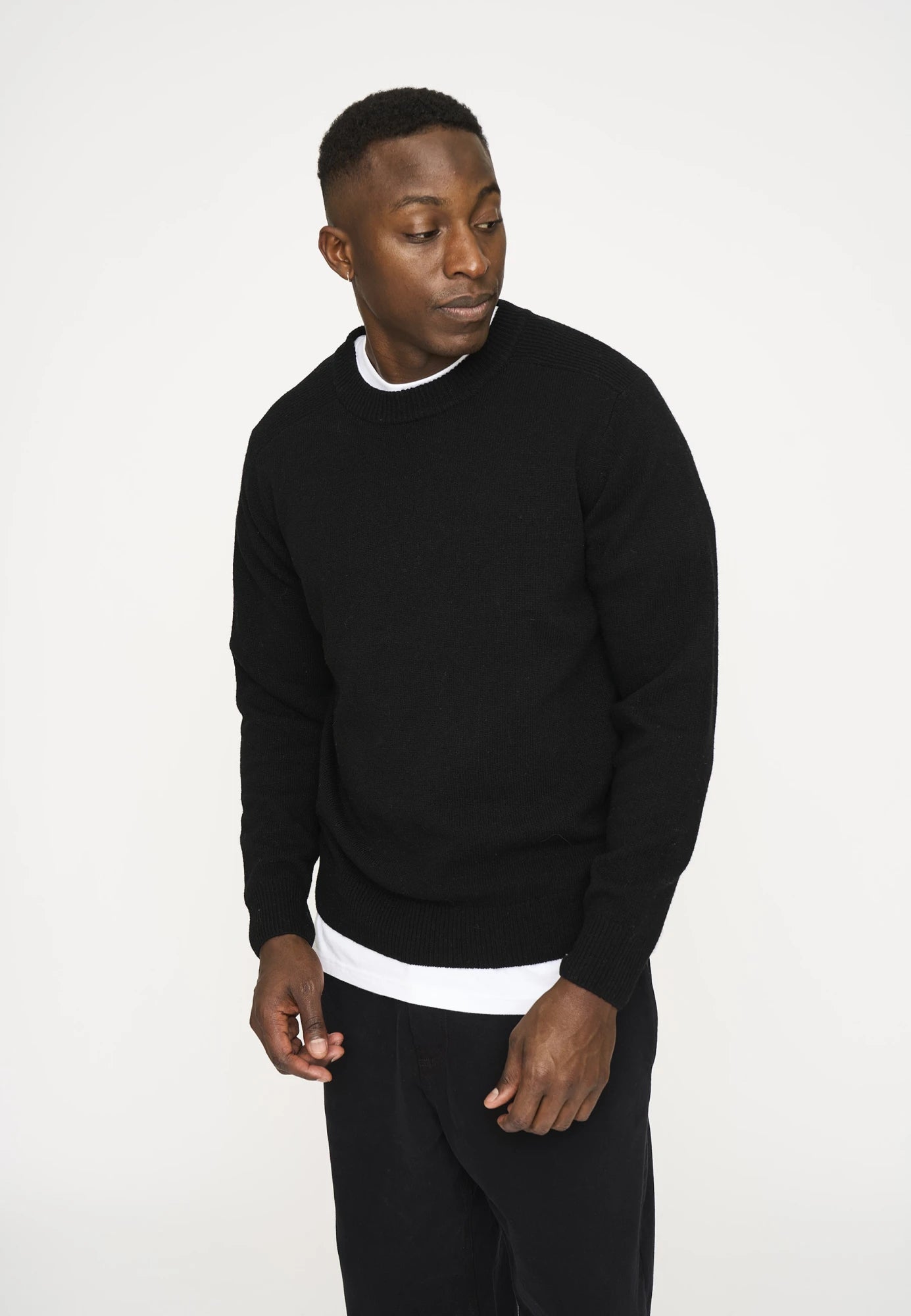 Knit pullover 'Lean' | Wool | Black