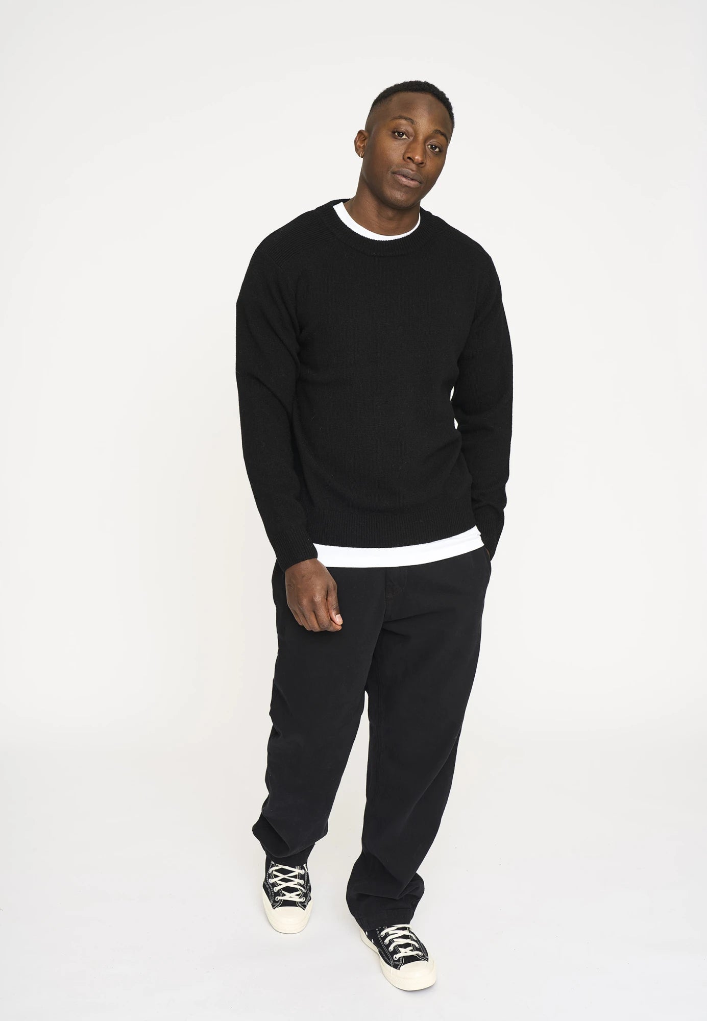 Knit pullover 'Lean' | Wool | Black