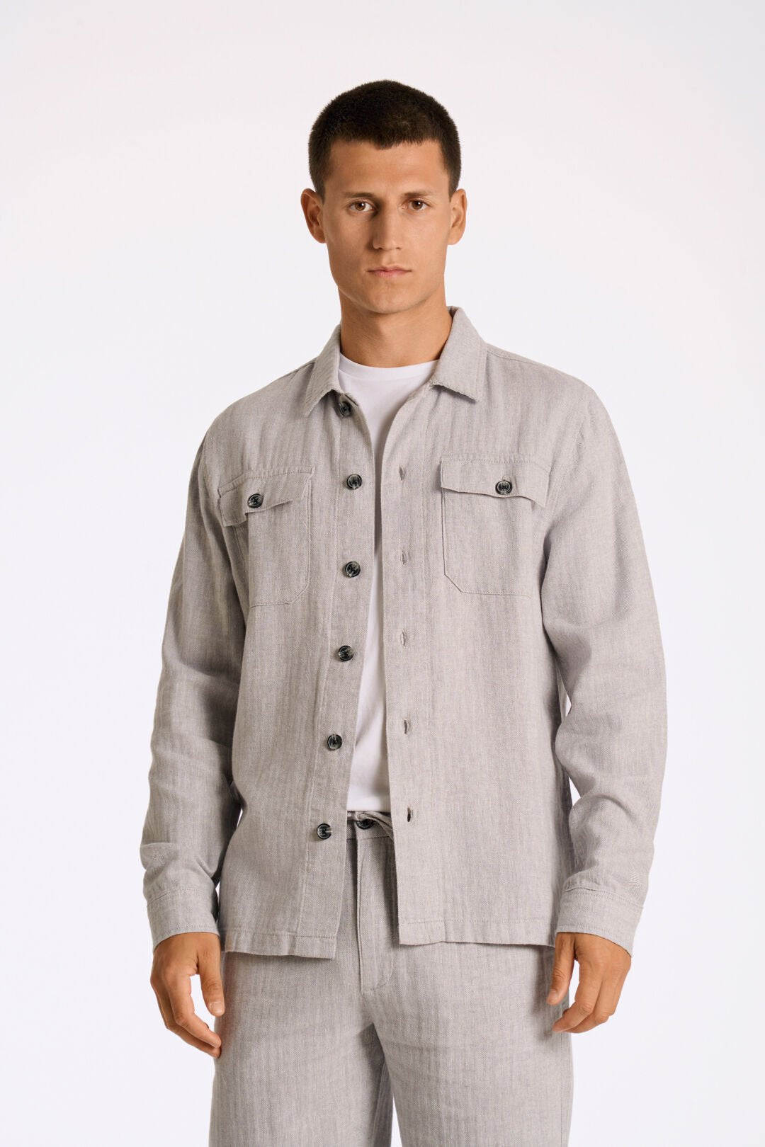 Overshirt i Cotton Linen Grey