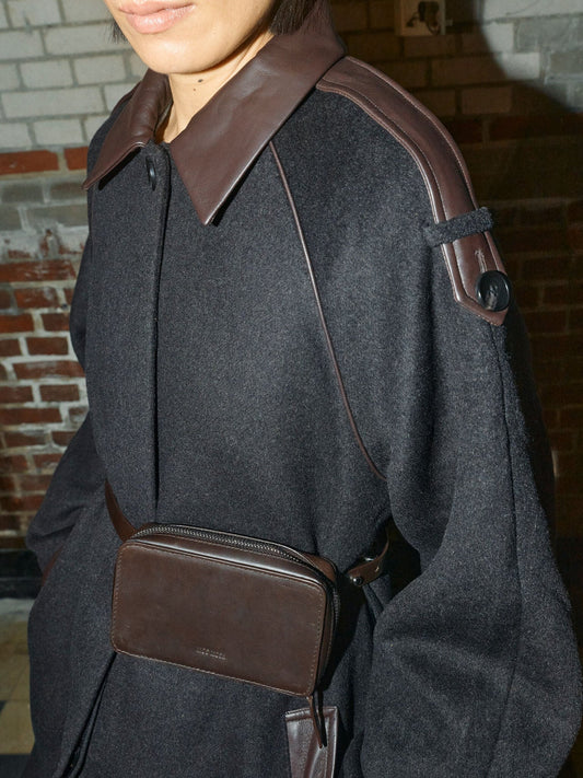 MMElin Läderbälte-Väska Mörkbrun