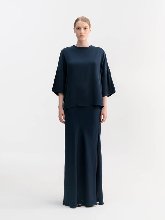Thess silk tee midnight blue