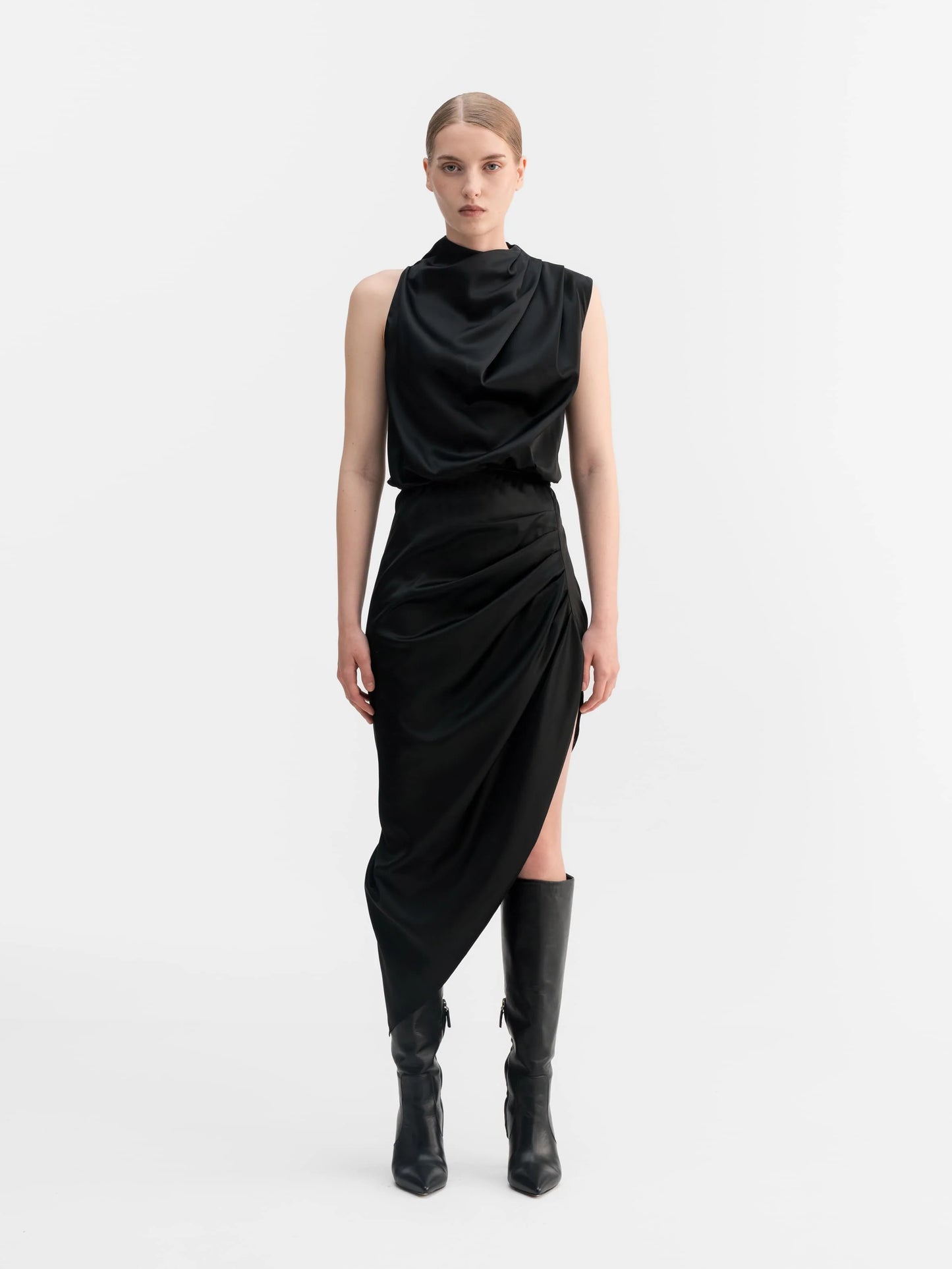 Tilda satin dress black