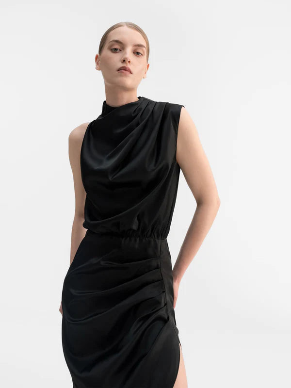Tilda satin dress black