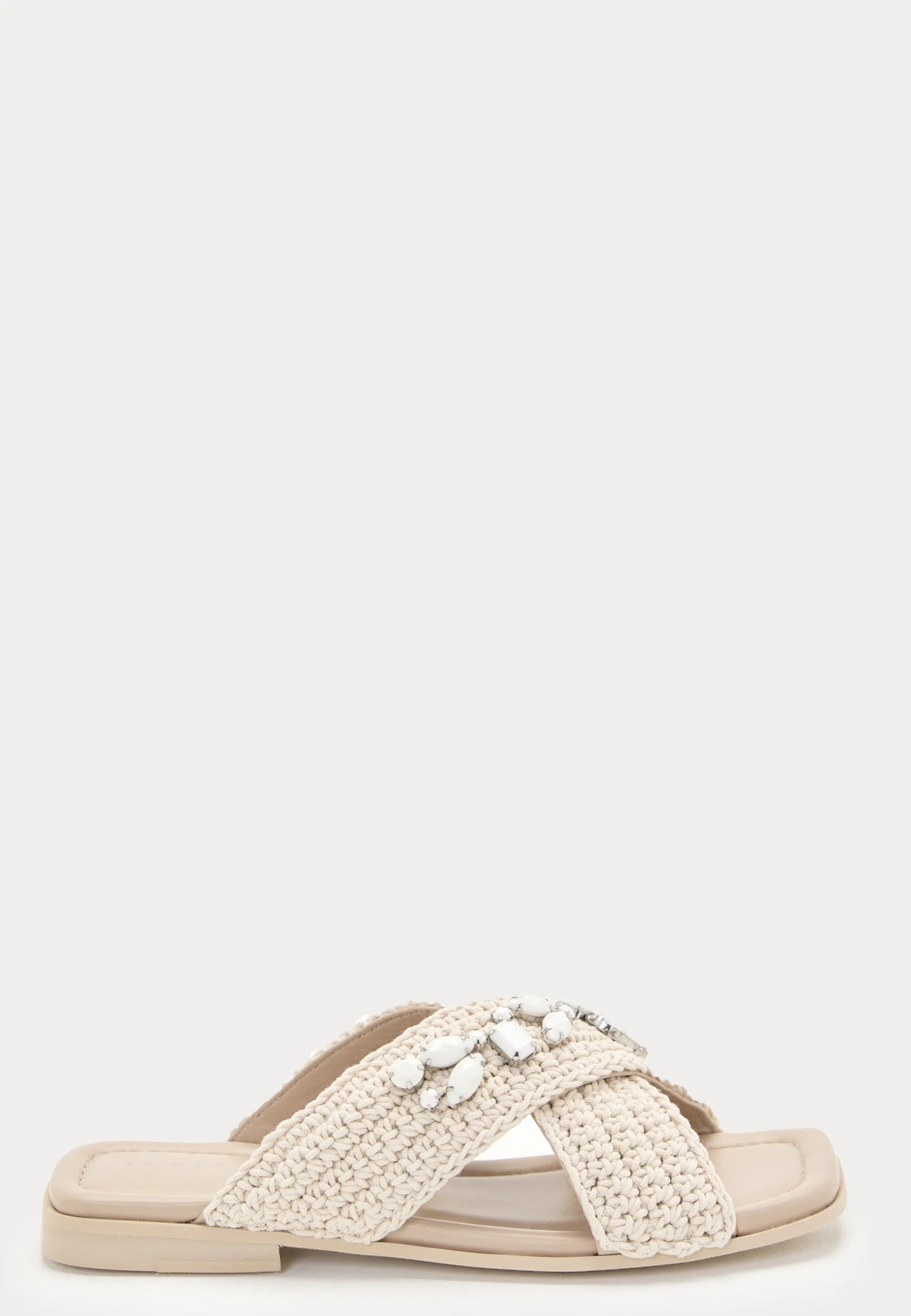 Slipper Woven Crossed Stones White