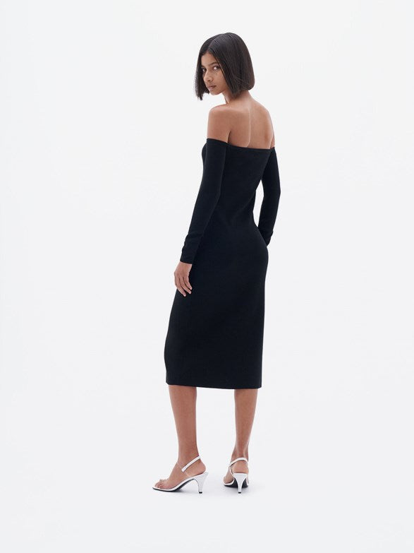 Off shoulder knit dress black