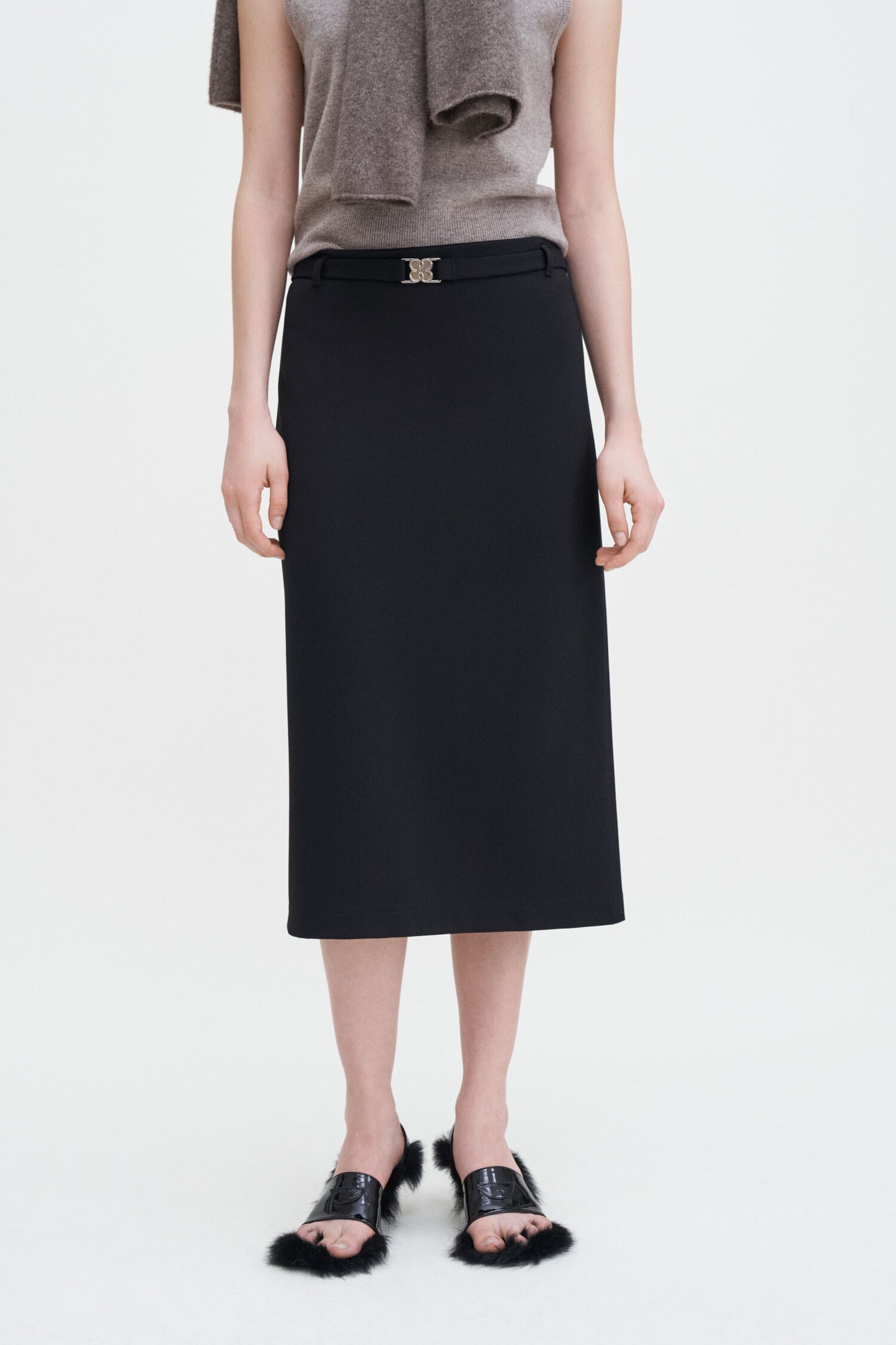 Belted Jersey Skirt