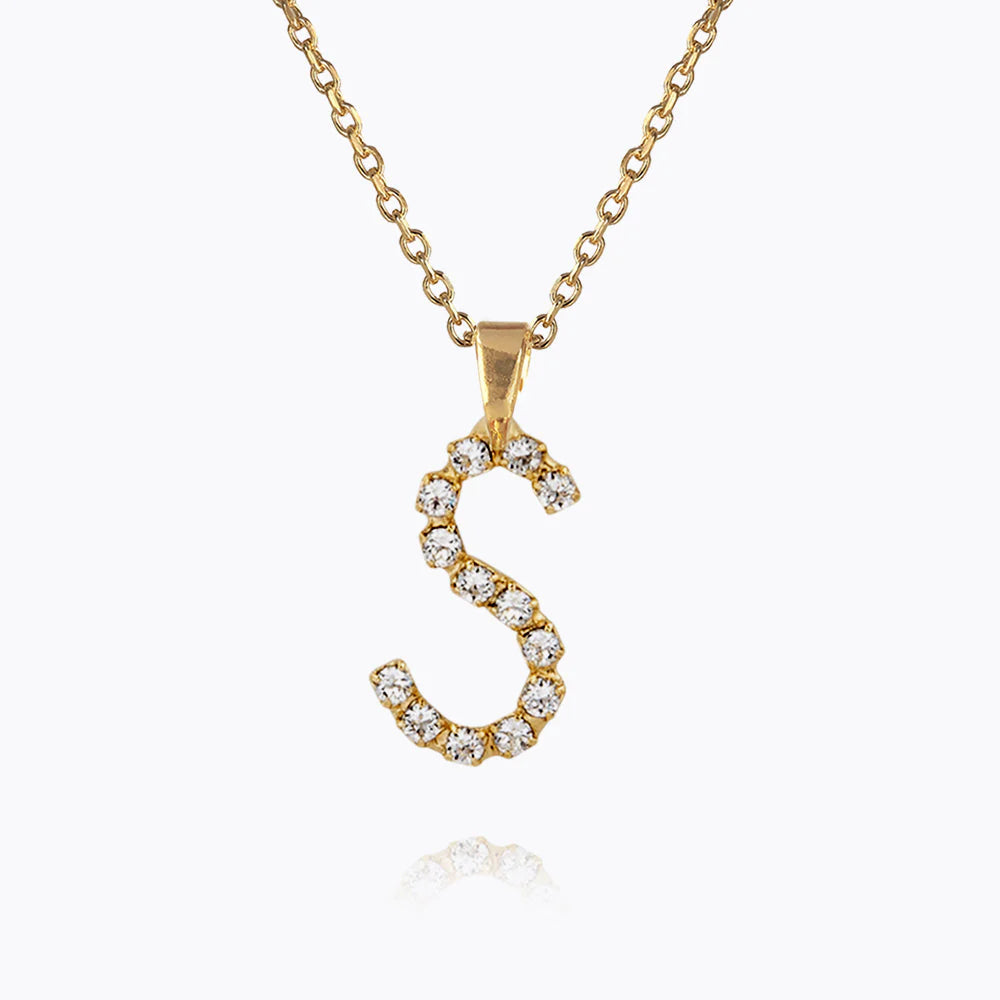 Mini Letter Necklace S / Crystal