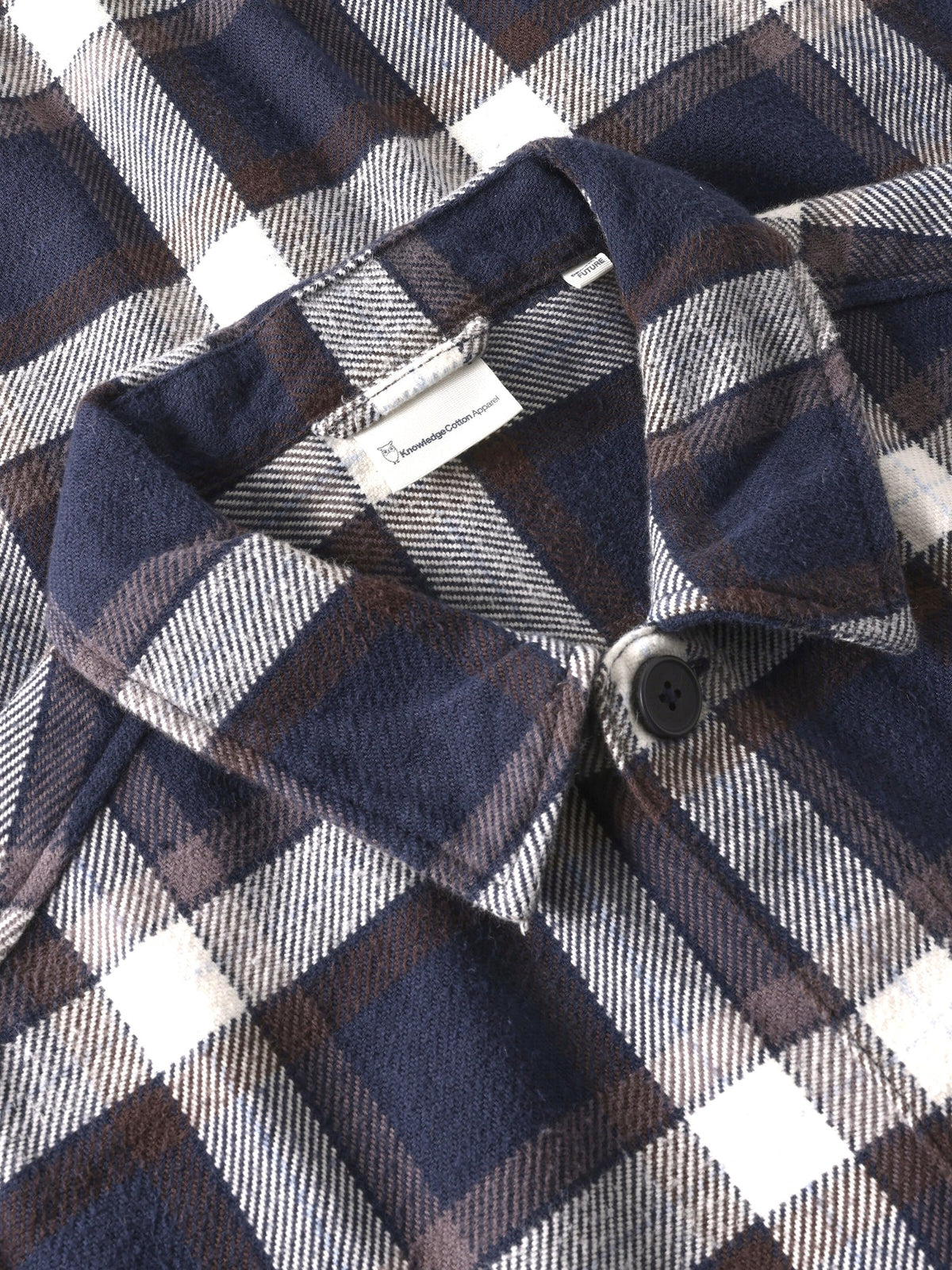 Knowledge cotton Apparel- Flannel check overshirt navy