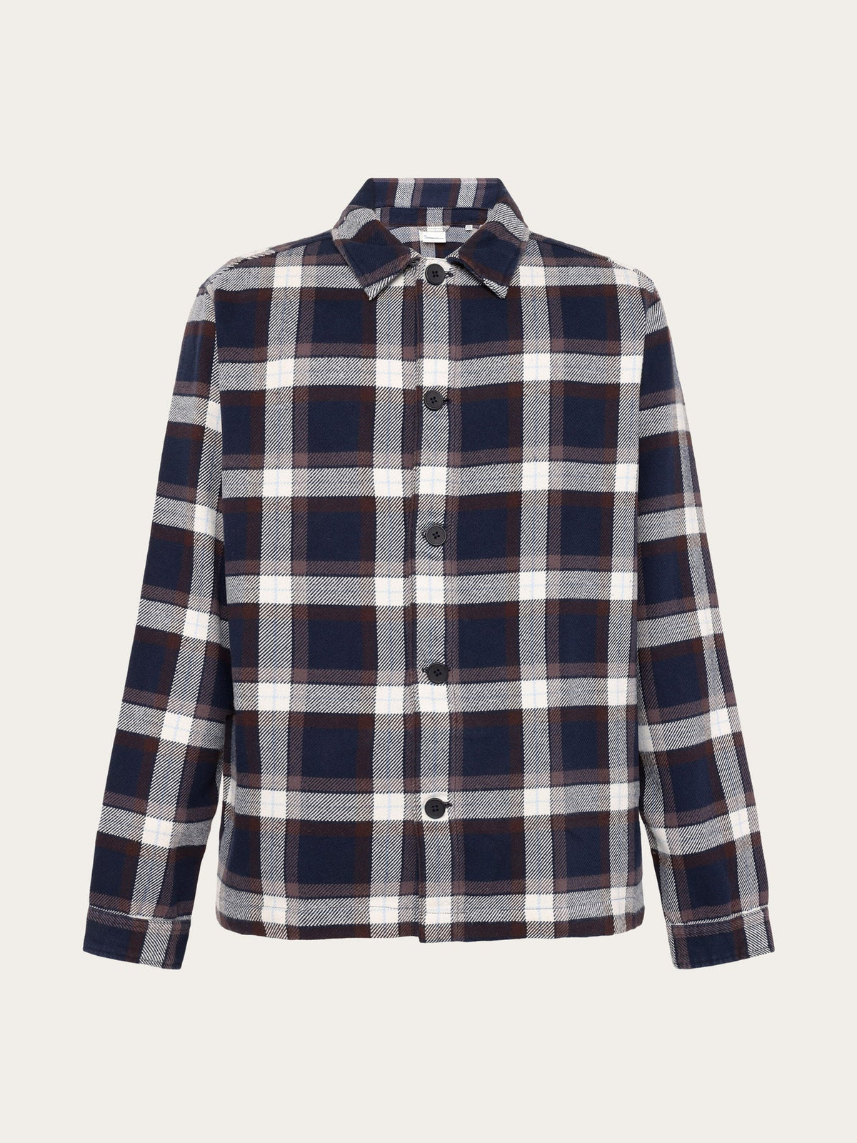 Knowledge cotton Apparel- Flannel check overshirt navy