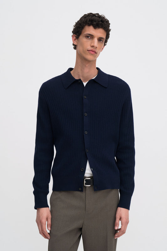 Cotton Merino Shirt Navy