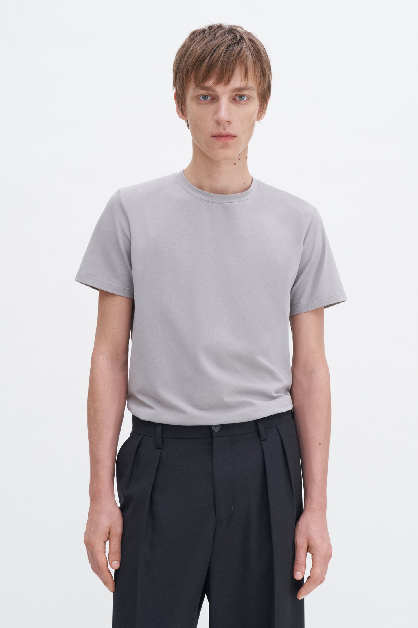 Stretch Cotton Tee Dove Grey
