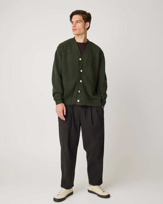Knowledge Cotton Apparel – Soufflé Yarn Cardigan – Forest Night