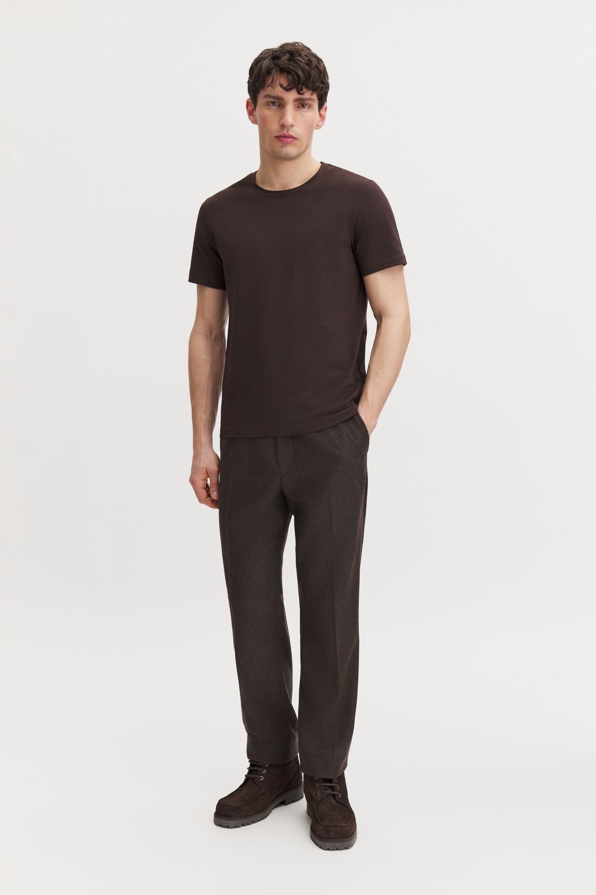 Filippa K Stretch Cotton Tee – Dark Chocolate